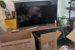 Double bed, Tv stand, Tv, 5 boxes, Bedframe, 2 rugs, Side board, Micro...