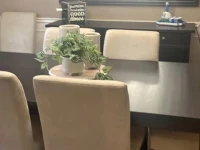 8 seater dining table, chairs, 2 console and a mirror