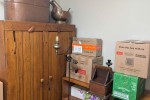 Queen bed, cabinet, disassemble table, tv, bench, shelf, lamp, storage...