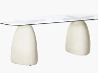 Marble table leg (2), Table fixtures (2), Glass table top