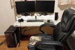 PC and 2 screen monitors, Office chair, Blankets, pillow, 2 Large trav...