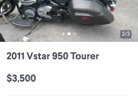 Motorcycle Yamaha V star 950 touror