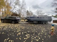 Motor boat Ranger FC233 Pontoon. 24' long with Mercury 150hp. Double a...