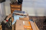Double bed, Tv stand, Tv, 5 boxes, Bedframe, 2 rugs, Side board, Micro...
