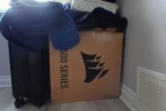 PC and 2 screen monitors, Office chair, 3 Travel Luggage 2 Large about...
