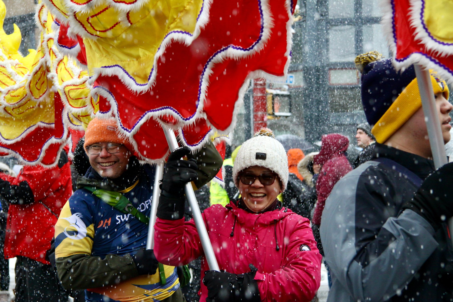  Snowy Lunar new year festival in chinatown, Vancouver