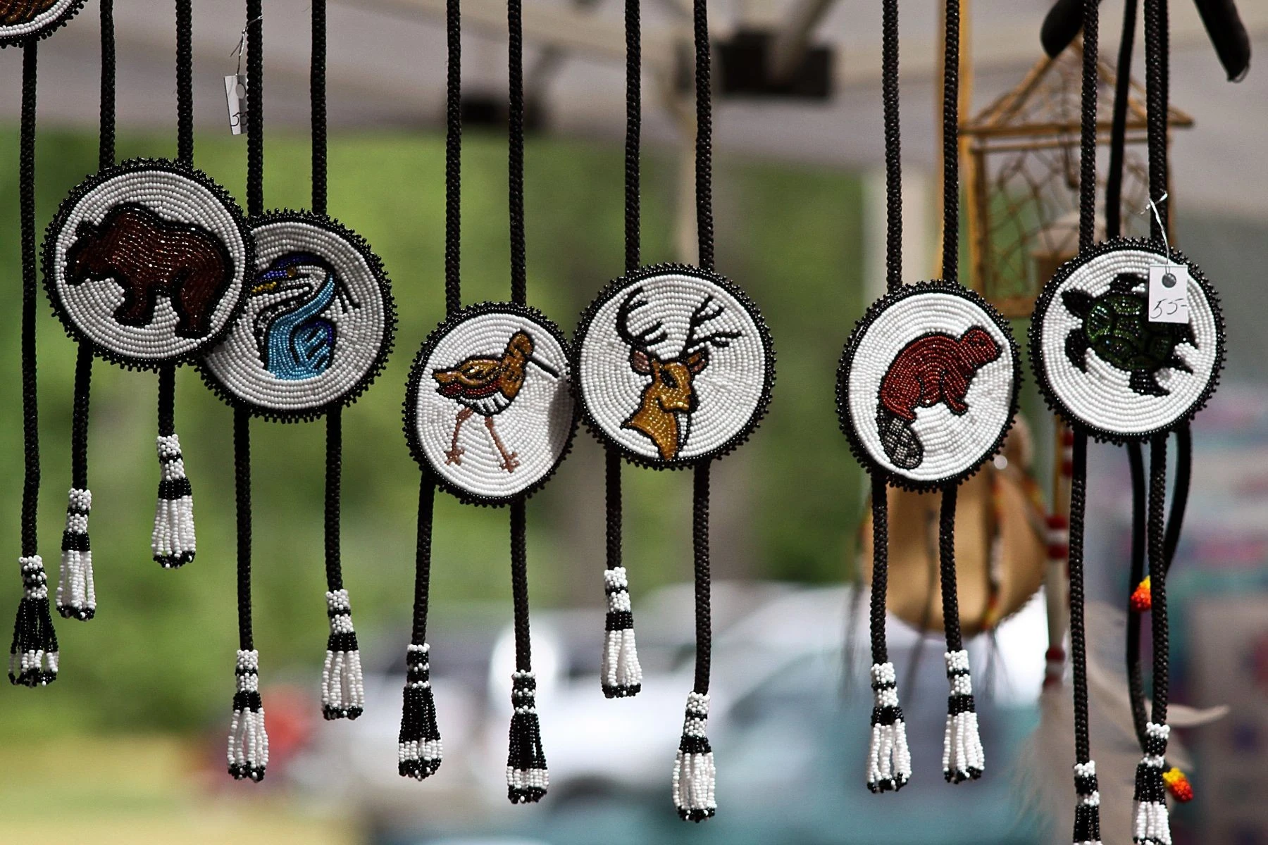 Indigenous Handcrafts from Six Nations of the Grand River Pow Wow at artisan market.
