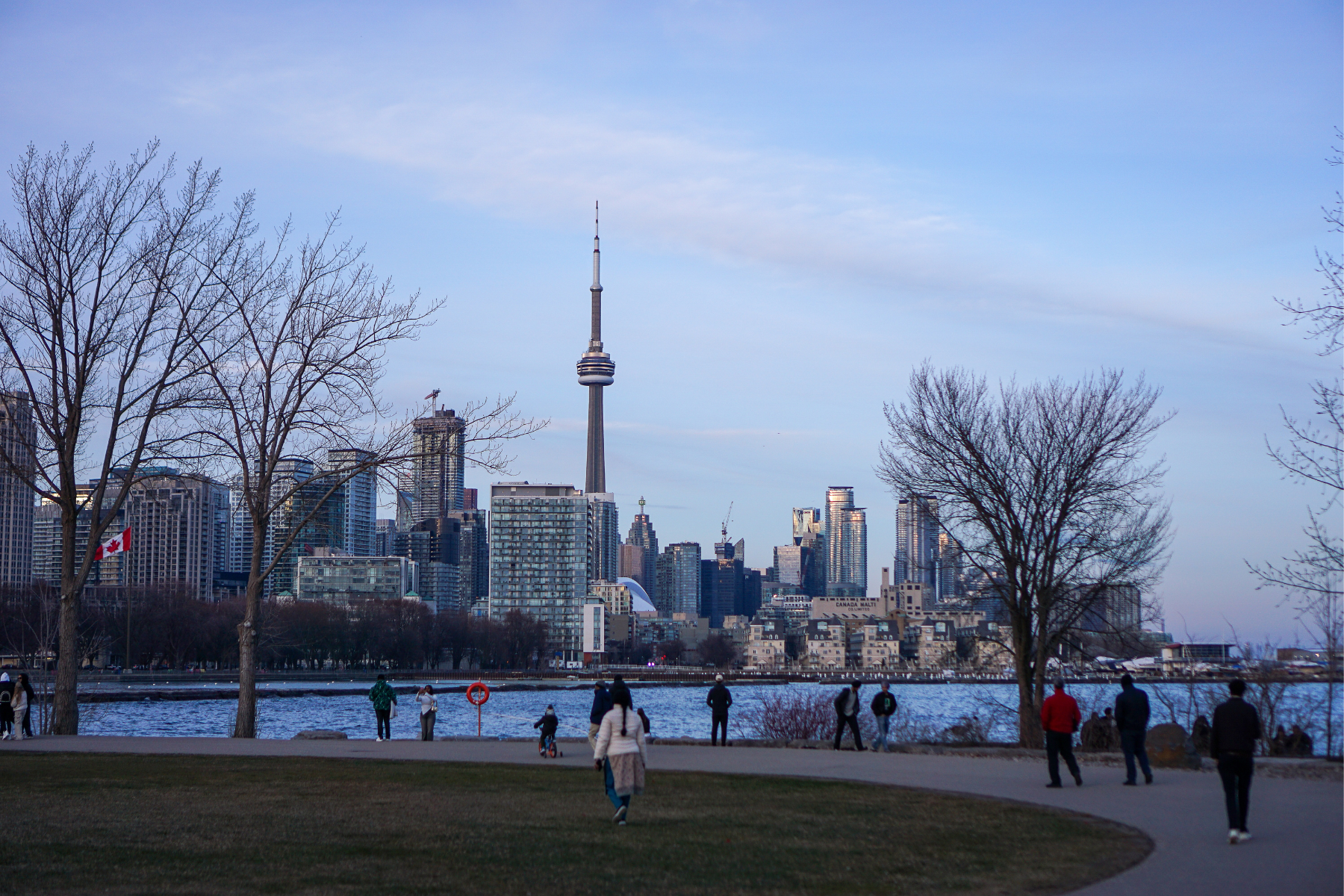 A part of the cityscape of park in Toronto in April