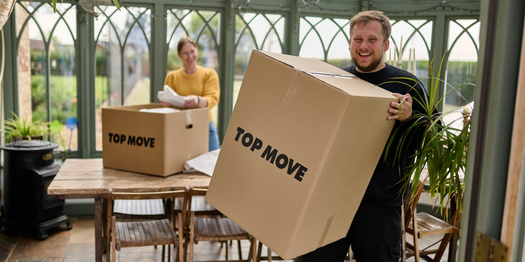 Family moving into a new home